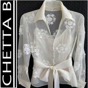Chetta B. Evening Blouse, Off-White Size 12.